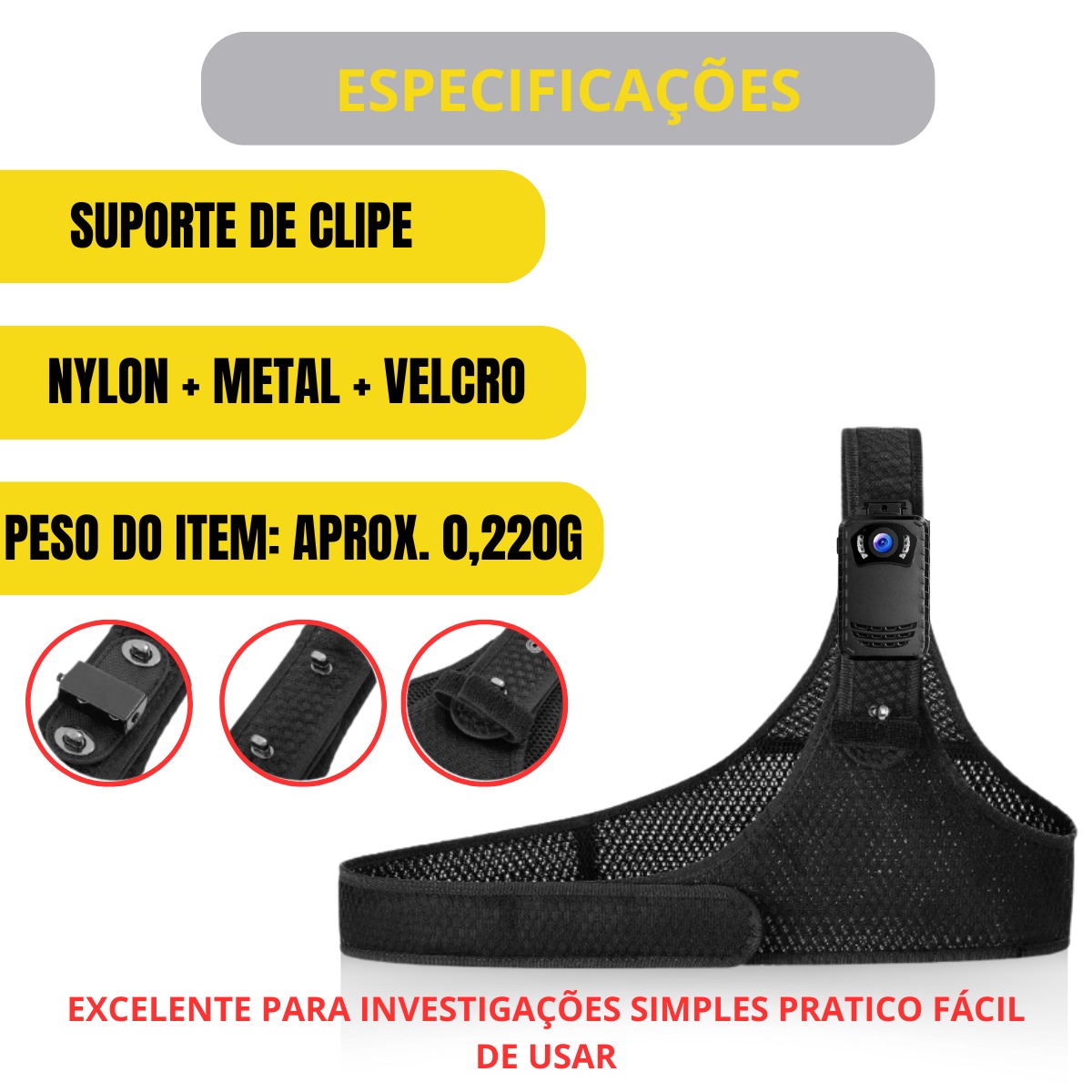 Suporte Peitoral BodyCam - Câmera Corporal - Imagem 9