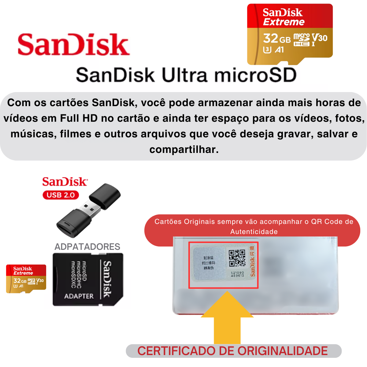 Cartão Memória Sandisk Extreme 32gb 100mb/s Classe 10 Micro - Imagem 5