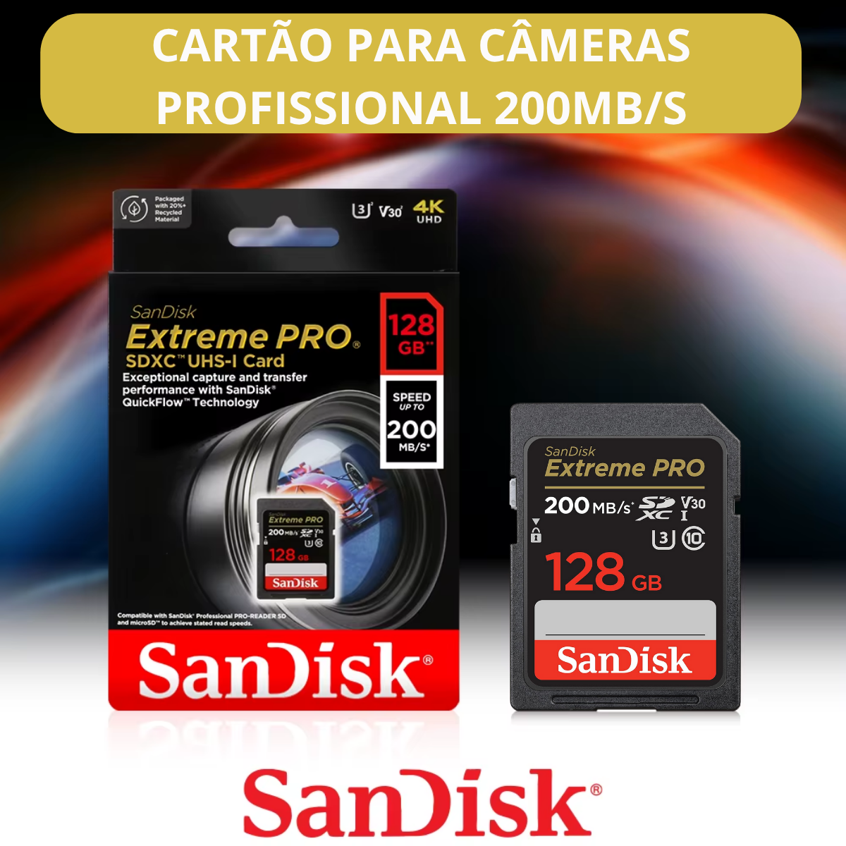 Cartão De Memória SanDisk Sdxc Extreme Pro 128gb Original - Imagem 3