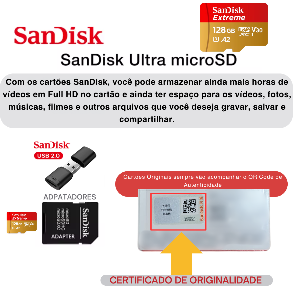 Cartão Memória Sandisk Extreme 128gb 190mb/s Classe 10 Micro - Imagem 5