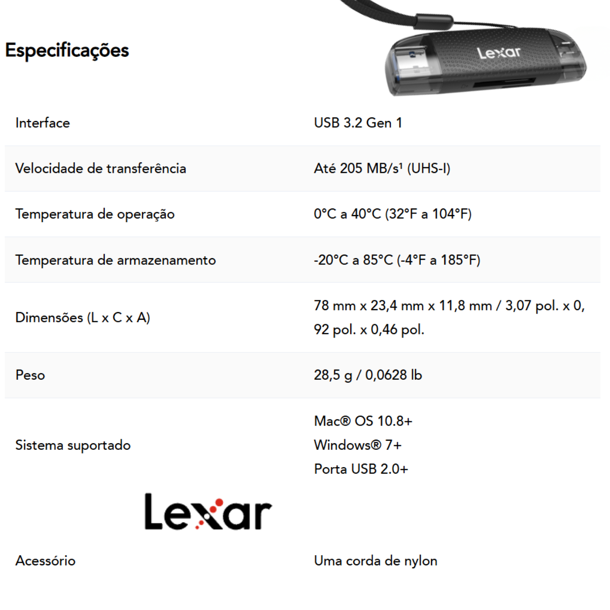 Leitor Lexar Dual-Slot USB-A/C SD e microSD Original - Imagem 7