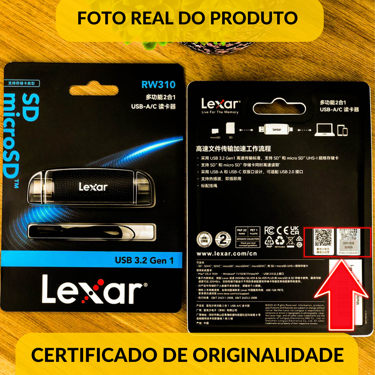 Leitor Lexar Dual-Slot USB-A/C SD e microSD Original - Imagem 4
